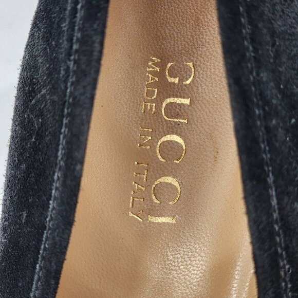 GUCCI Black Square Toe Suede Loafer Pumps - Picture 8 of 10